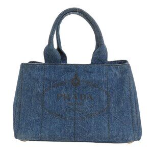 PRADA B1877B Canapa Tote Bag in Denim